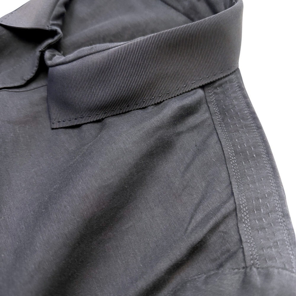Elie Tahari Top XL Navy Blue Silk Cotton Blend Button Down Mixed Media Shirt - Picture 11 of 12